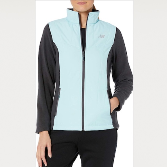 New Balance Jackets & Blazers - New Balance Blue & Grey Zip-up Quilted Fleece Coat